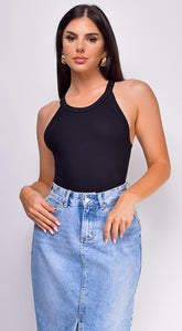 Maria Ribbed Top - Black